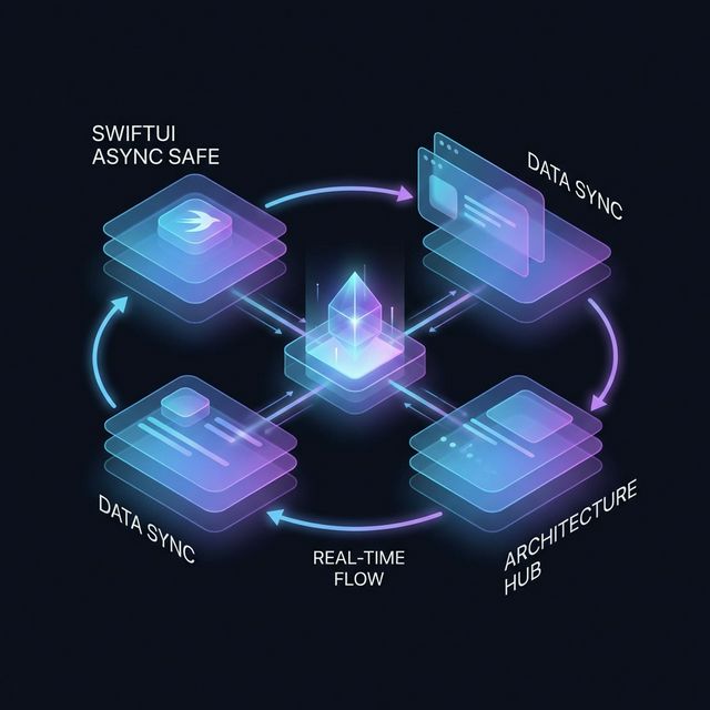Ilustración de flujos asíncronos y arquitectura en SwiftUI